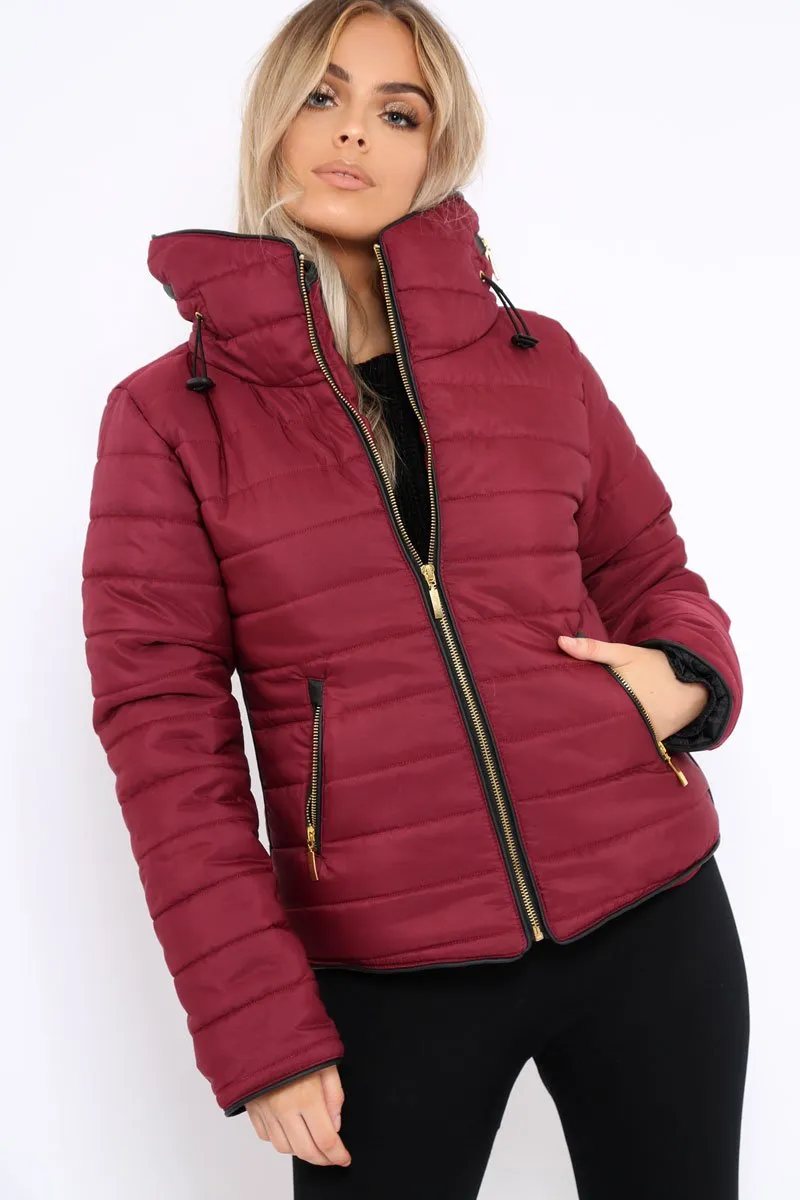 Wine Padded Coat - Zara