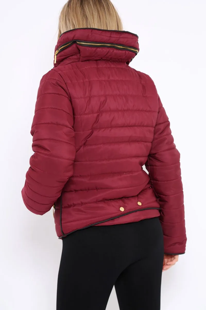 Wine Padded Coat - Zara