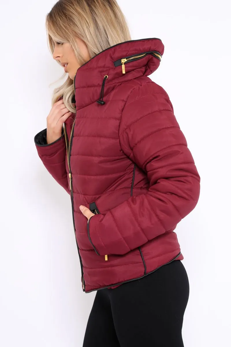 Wine Padded Coat - Zara