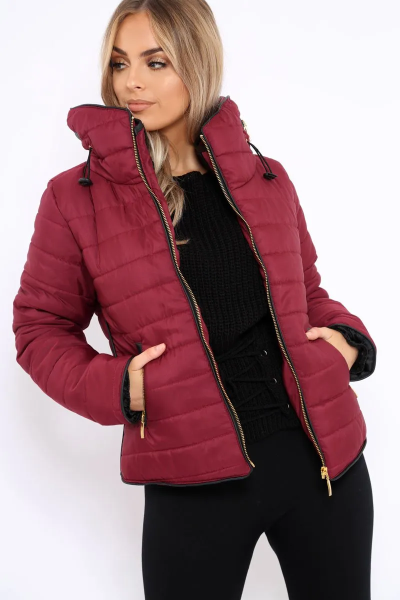 Wine Padded Coat - Zara