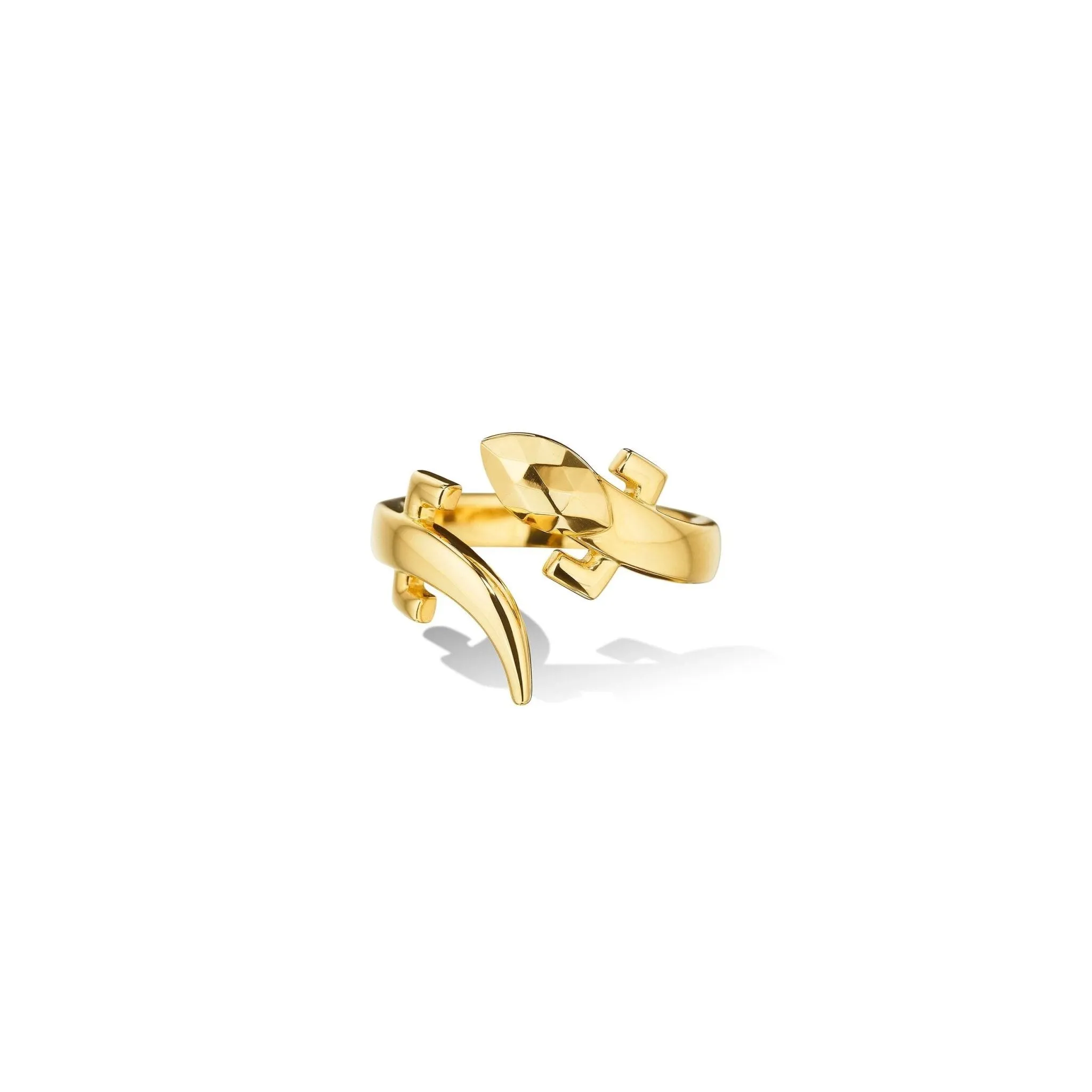 Yellow Gold Origin Bypass Ring with Facets